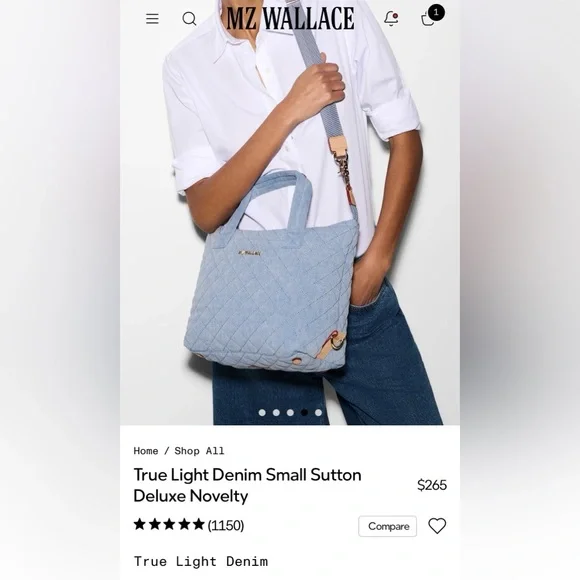 MZ Wallace Small Sutton Deluxe in True Light Denim VVVEUC! 𤩠- Picture 3 of 12